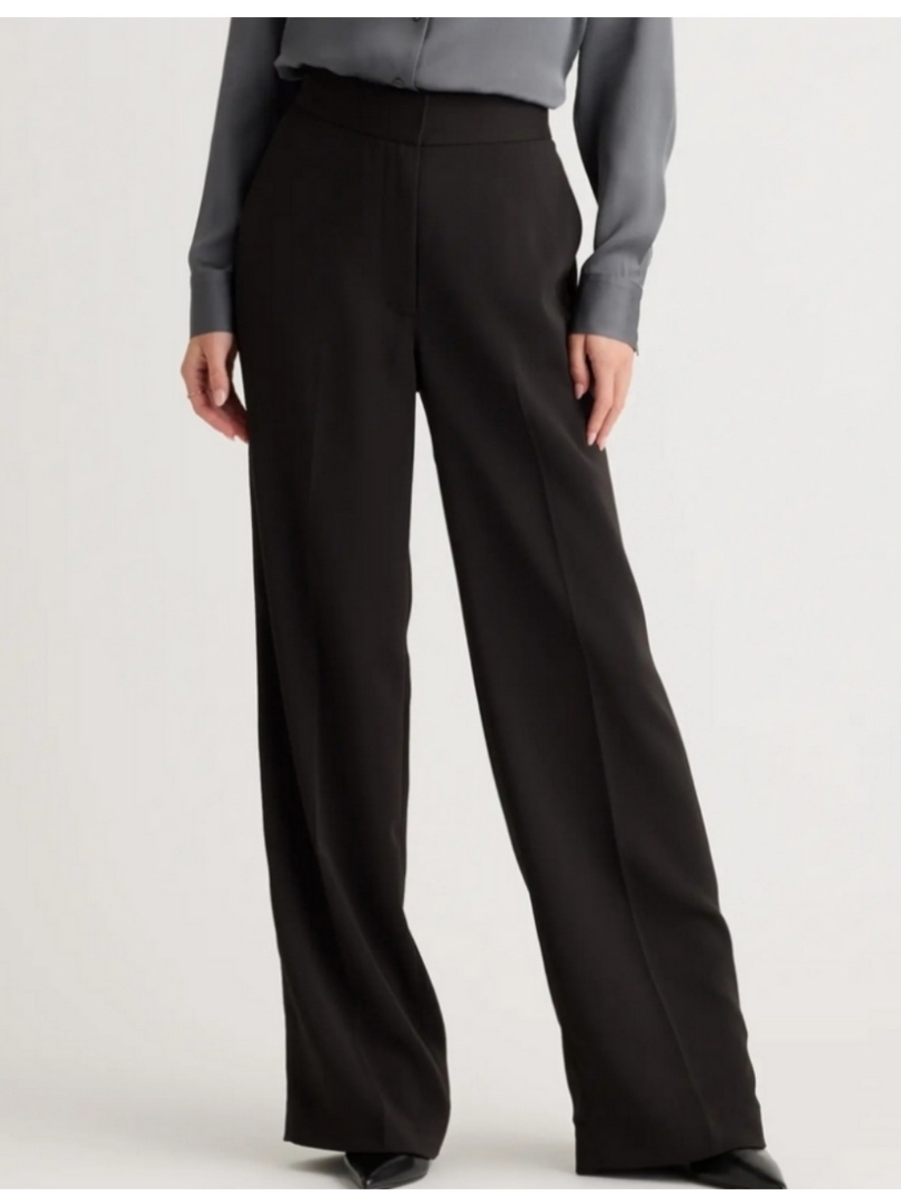 Quince Stretch Crepe Classic Trouser Pant Black Size 4